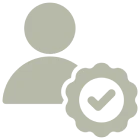 Person with a check mark on their face, indicating that they have been approved or approved icon